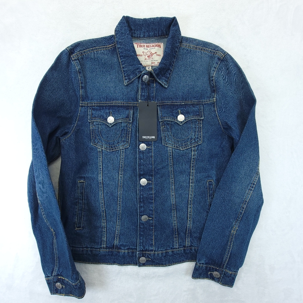 True Religion Jesse SN Trucker Jean Jacket Medium Dreamy Wash Men's Size S NWT